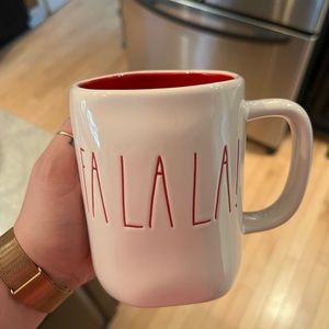 Rae Dunn Fa La La Mug red inside